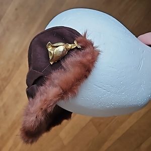 Vintage wool and rabbit visor hat